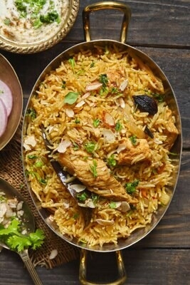 Order Chicken 555 B/L Pulav food online from Peacock Indian Cuisine store, Plano on bringmethat.com