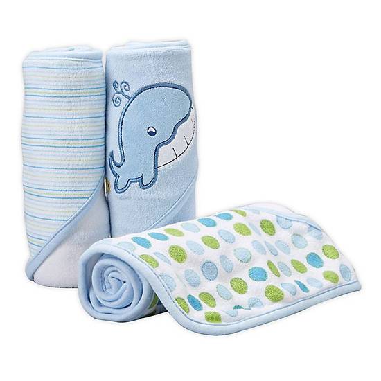 Order Spasilk® 3-Pack Hooded Towels in Blue Whale food online from Bed Bath & Beyond store, Christiana on bringmethat.com