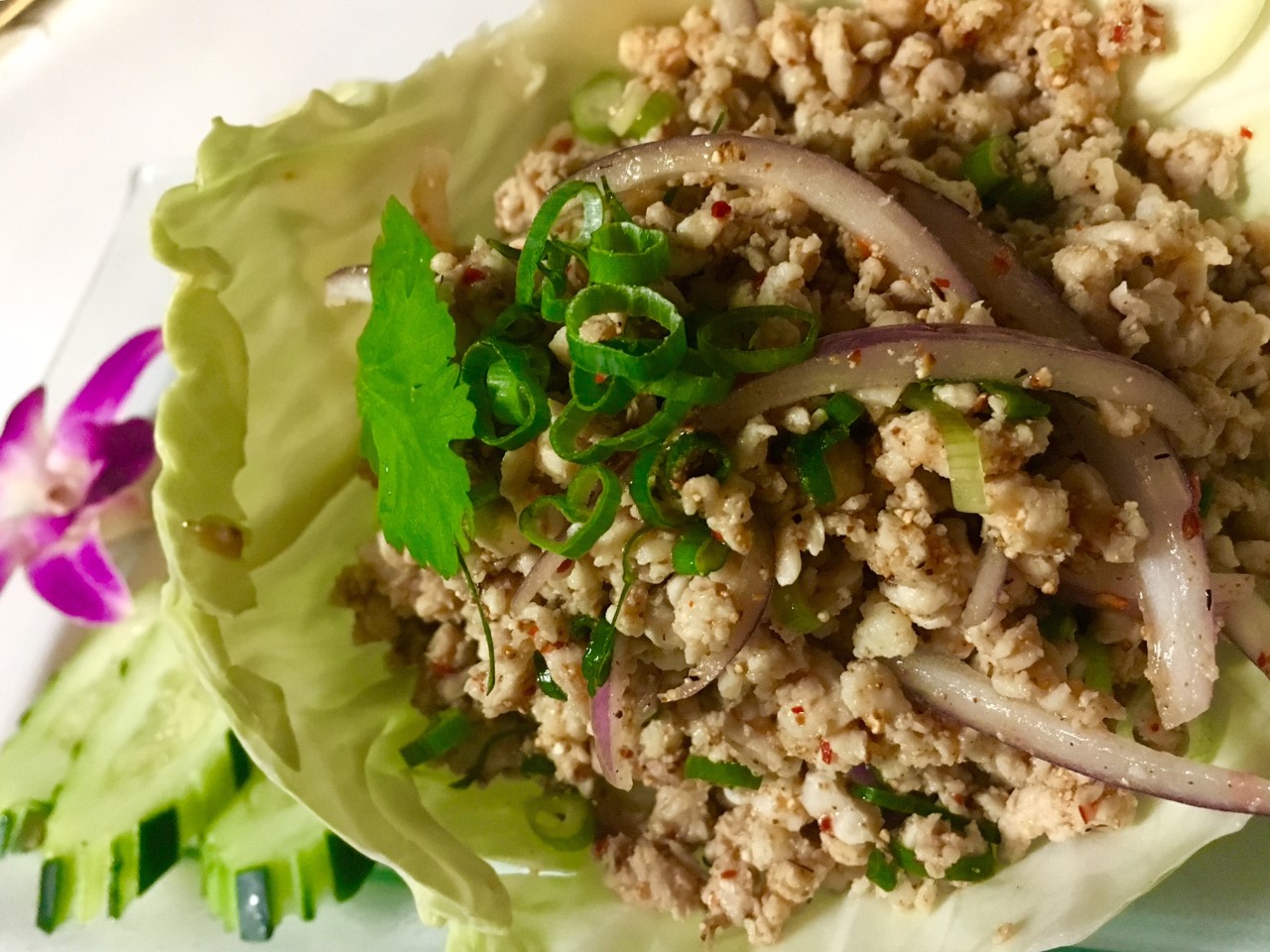 Order Larb Gai Salad food online from The Patio Fine Thai Cuisine store, Seattle on bringmethat.com