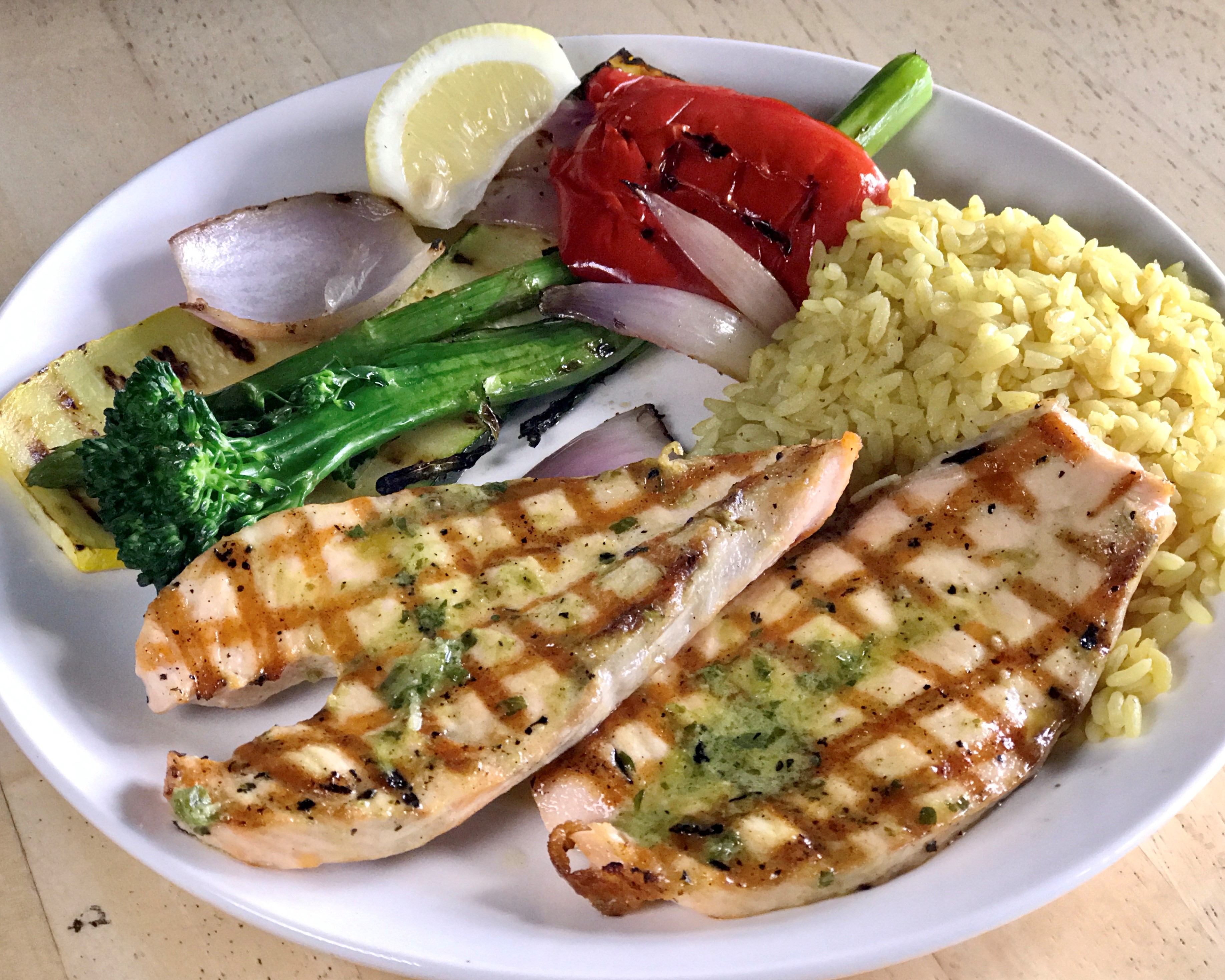 Order Salmon Plate (f) food online from Bluesalt Fish Grill store, Redondo Beach on bringmethat.com