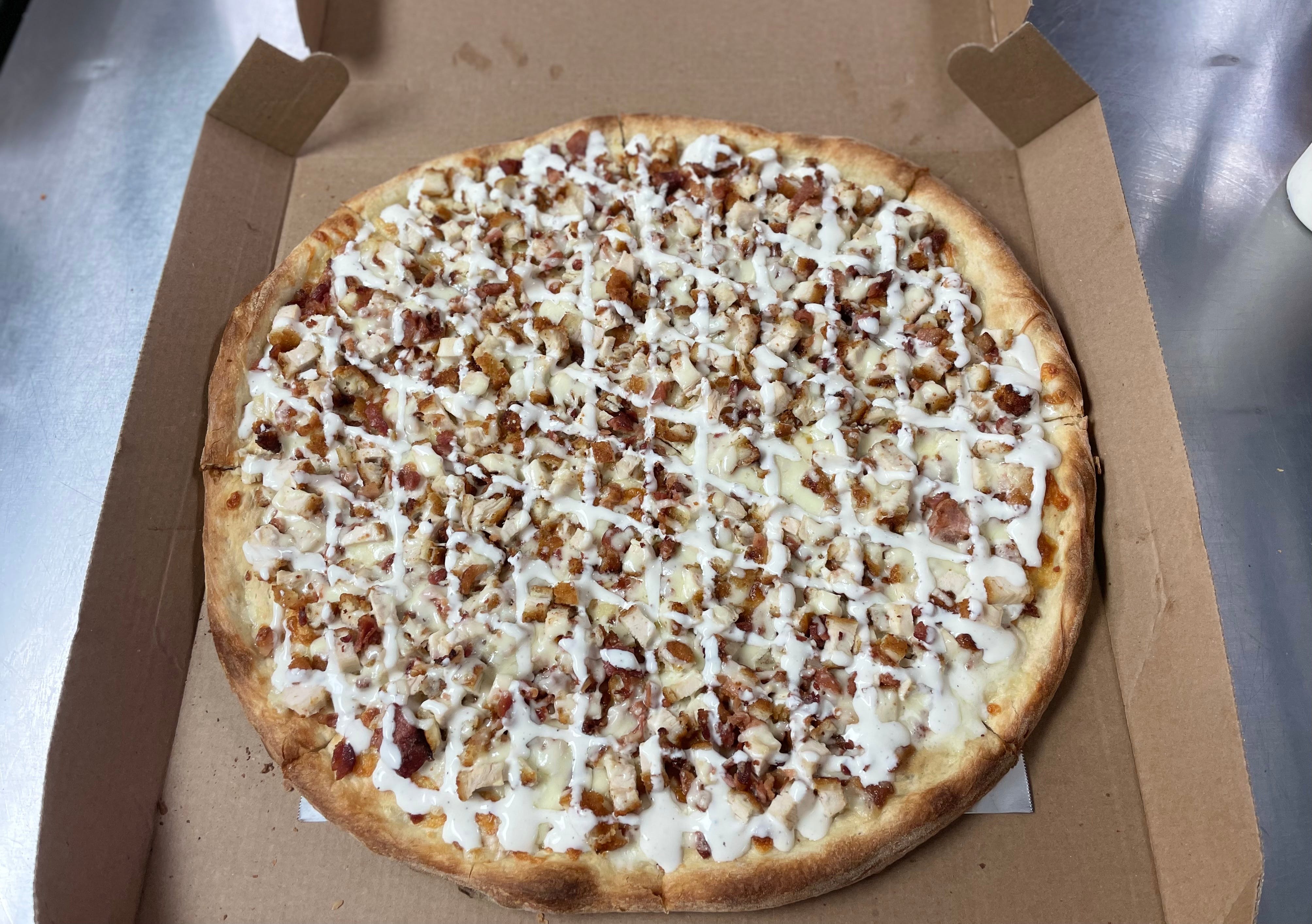 Order Chicken Bacon Ranch Pizza - Medium food online from Uncle Eddie Pizza store, Maple Glen on bringmethat.com