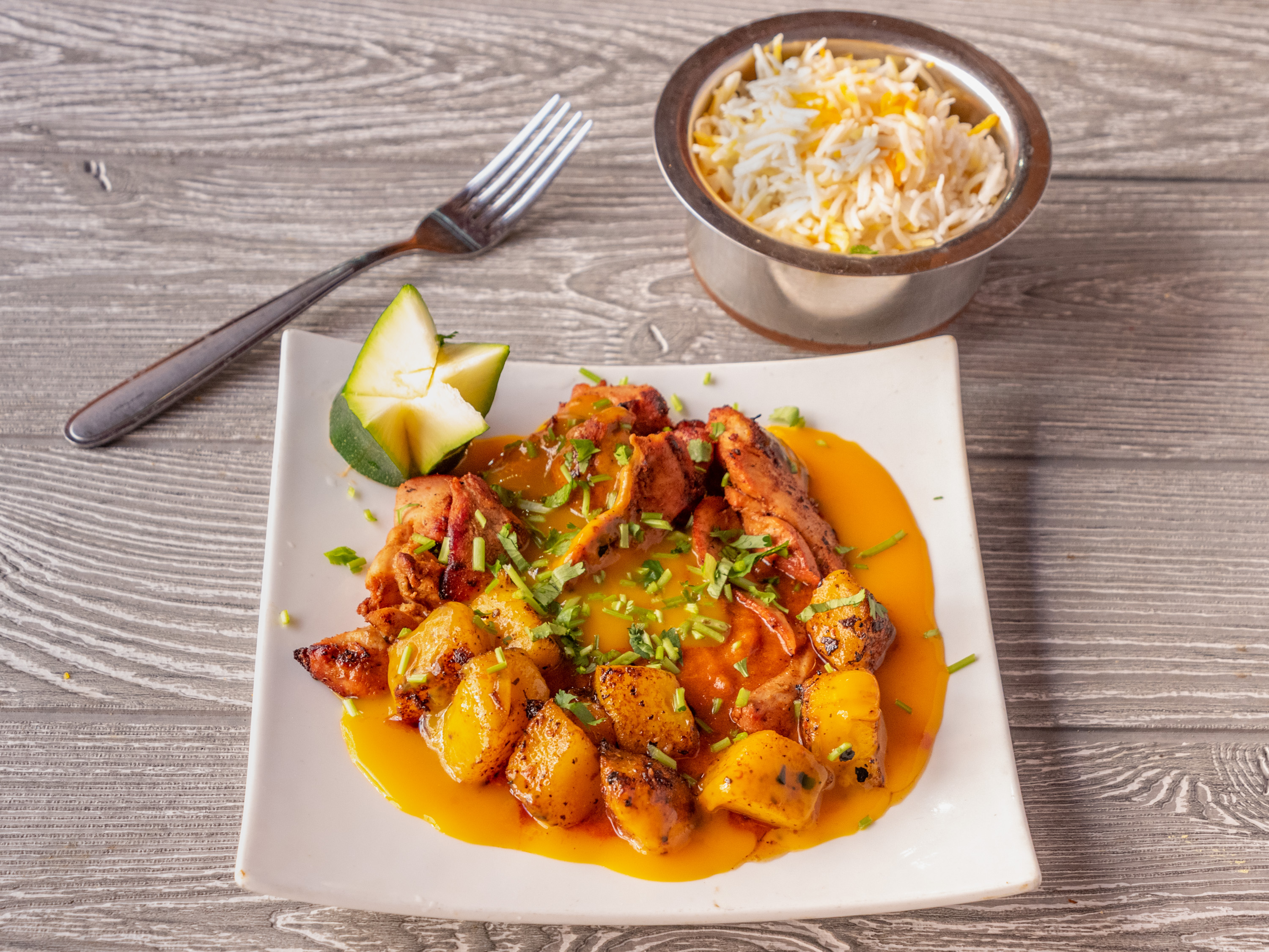 Order Mango Chicken food online from Indian Kitchen Lovash store, Philadelphia on bringmethat.com