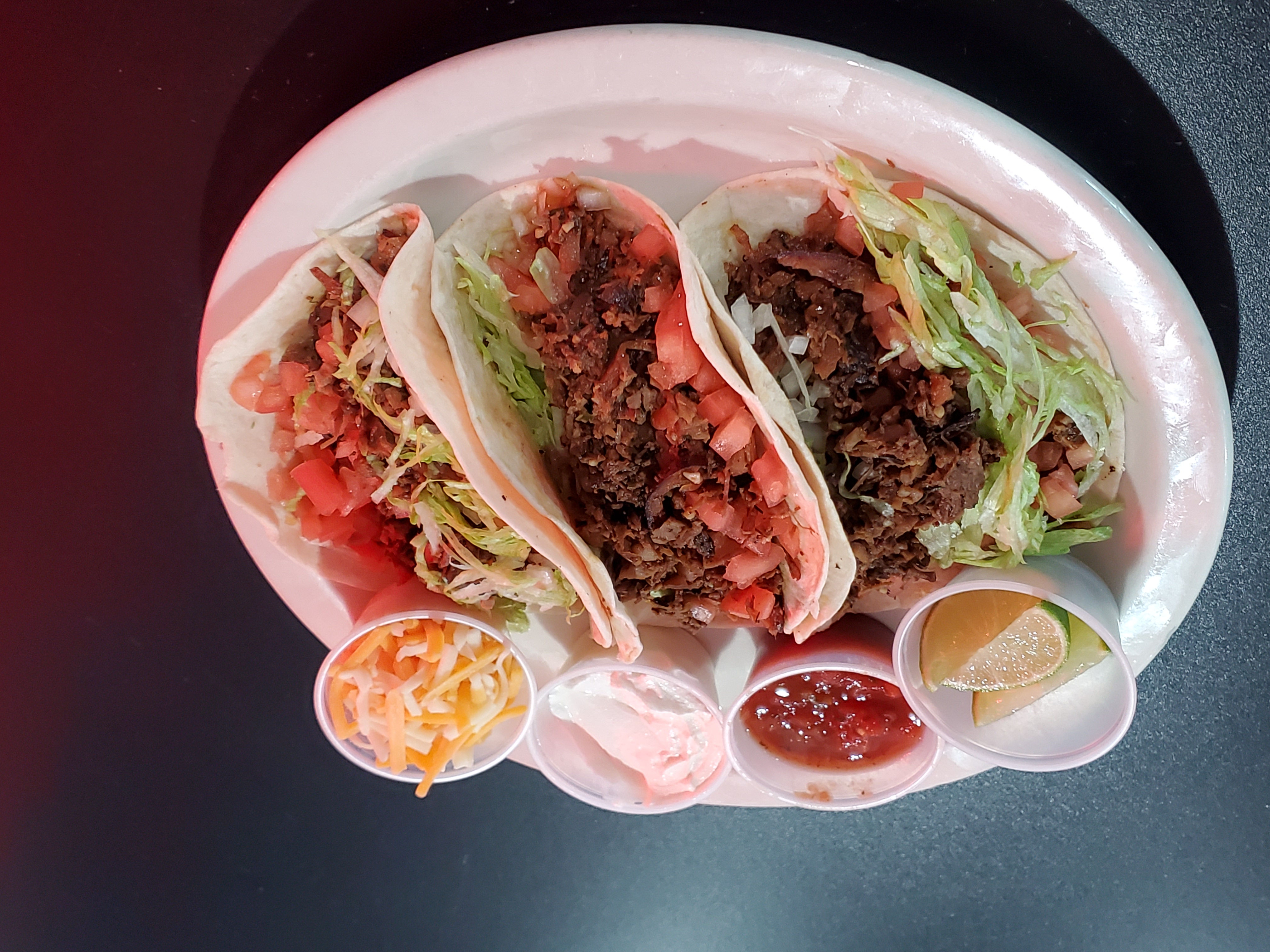 Order 3 Beef Tacos  food online from Juanito Mexican Grill store, Riviera Beach on bringmethat.com