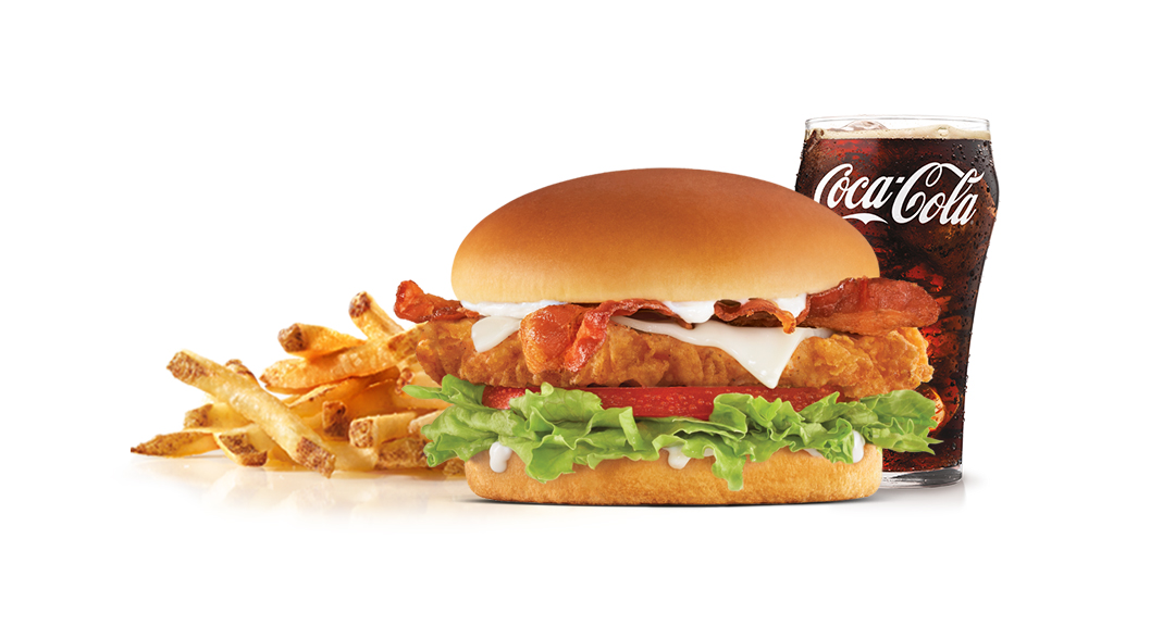 Order The Bacon Swiss Crispy Chicken Fillet Sandwich Combo food online from Carl's Jr. store, Claremore on bringmethat.com