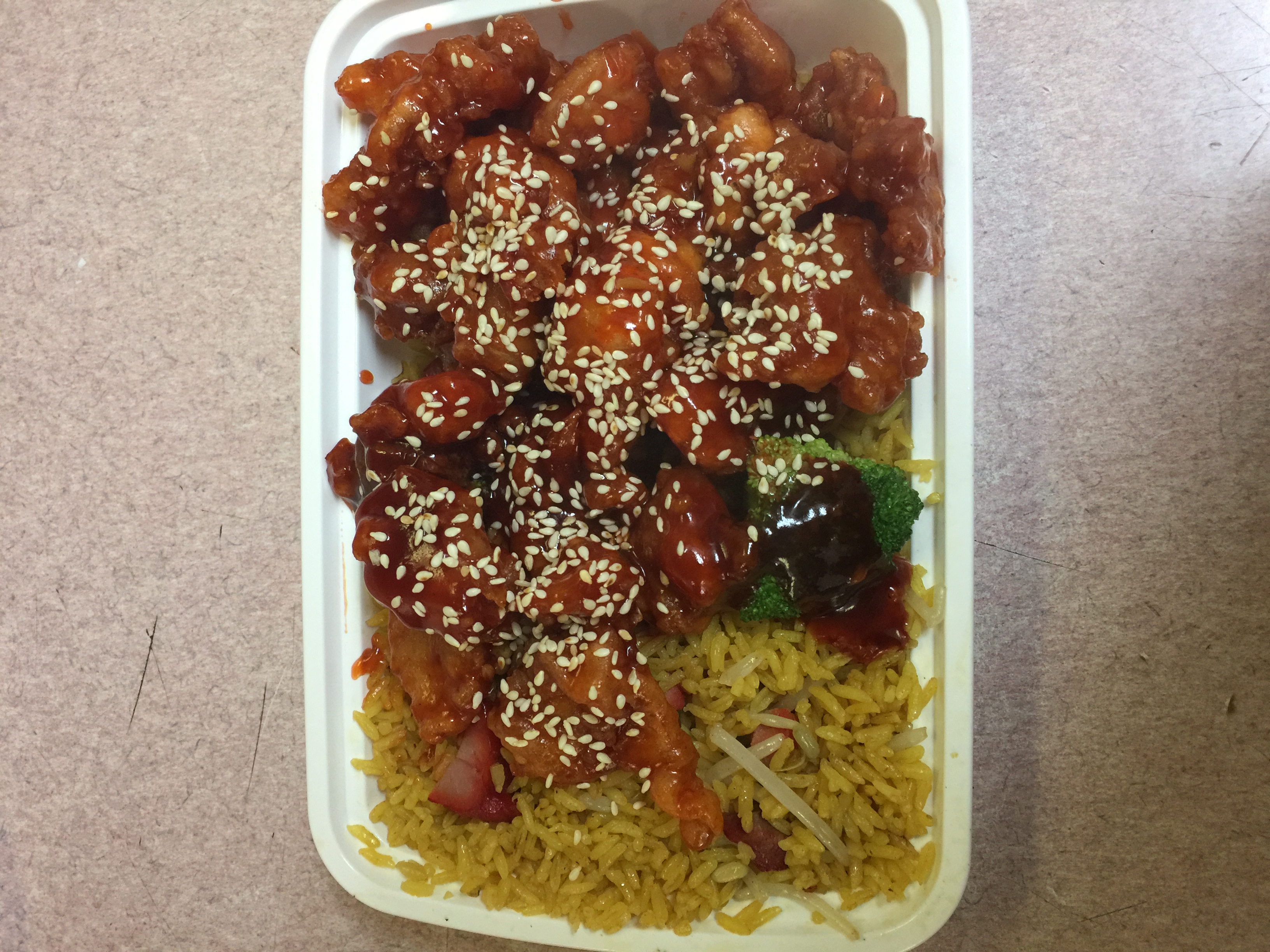 Order C13. Sesame Chicken Combination Platter food online from China Wok store, Harrison on bringmethat.com