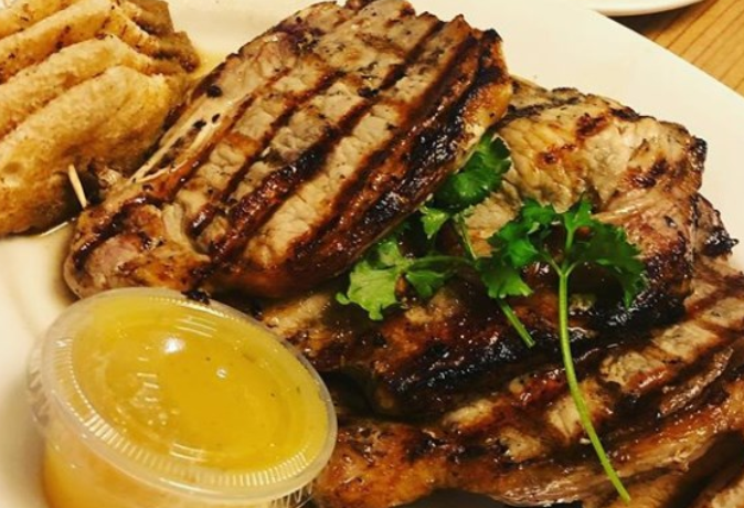 Order Grecian Pork Chops  food online from Omega Restaurant & Bakery store, Niles on bringmethat.com