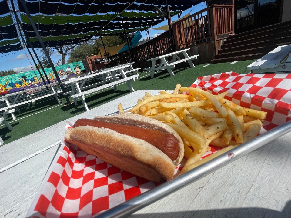 Order Hot doggo + French Fries food online from Backyard On Broadway store, San Antonio on bringmethat.com