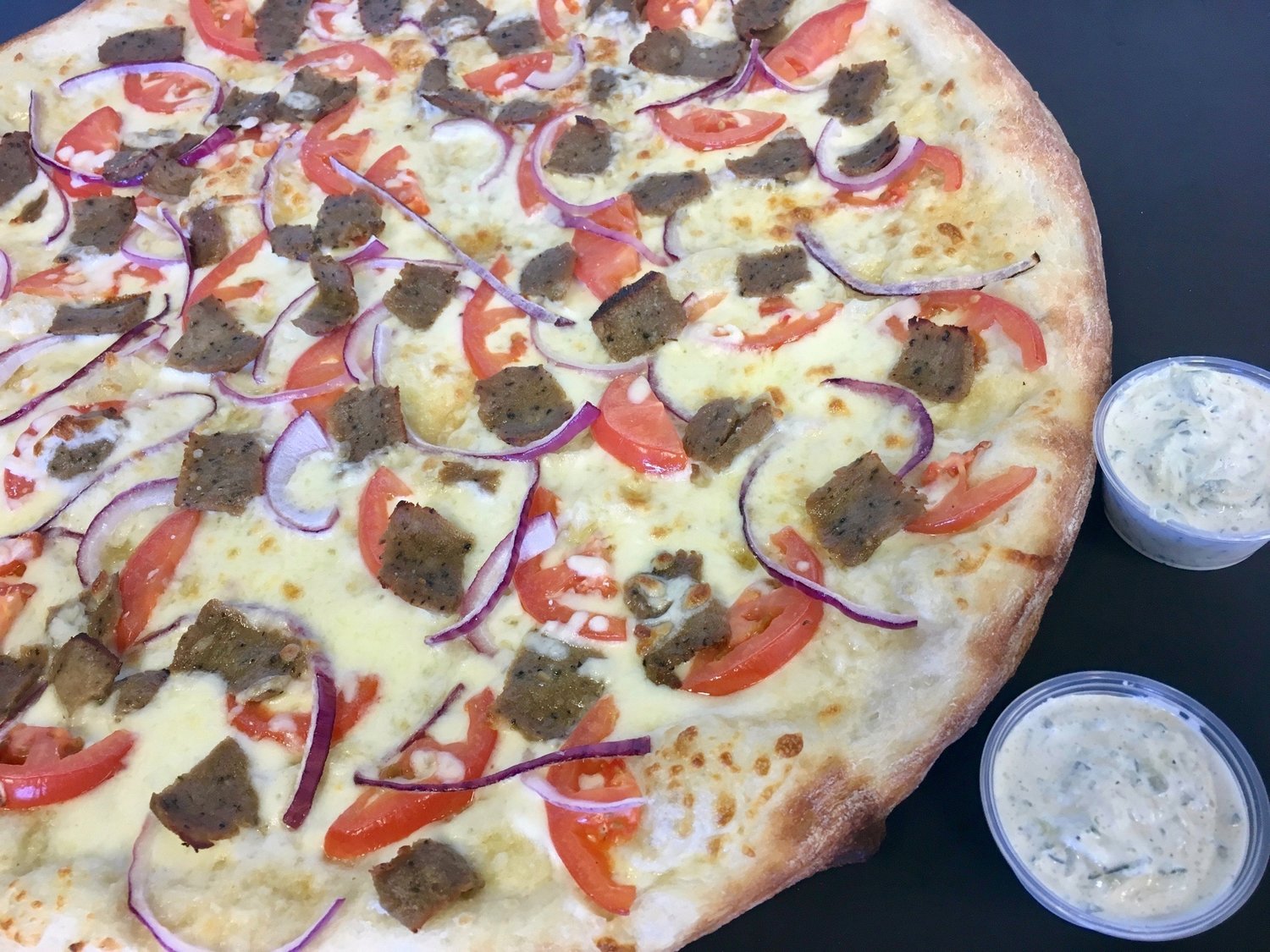 Order Gyro Pizza (White) food online from Yaghi Pizzeria store, San Antonio on bringmethat.com