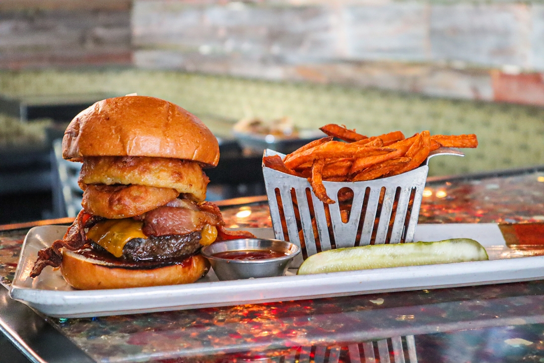 Order BBQ Bacon Burger food online from The Corner Drafthouse store, San Diego on bringmethat.com