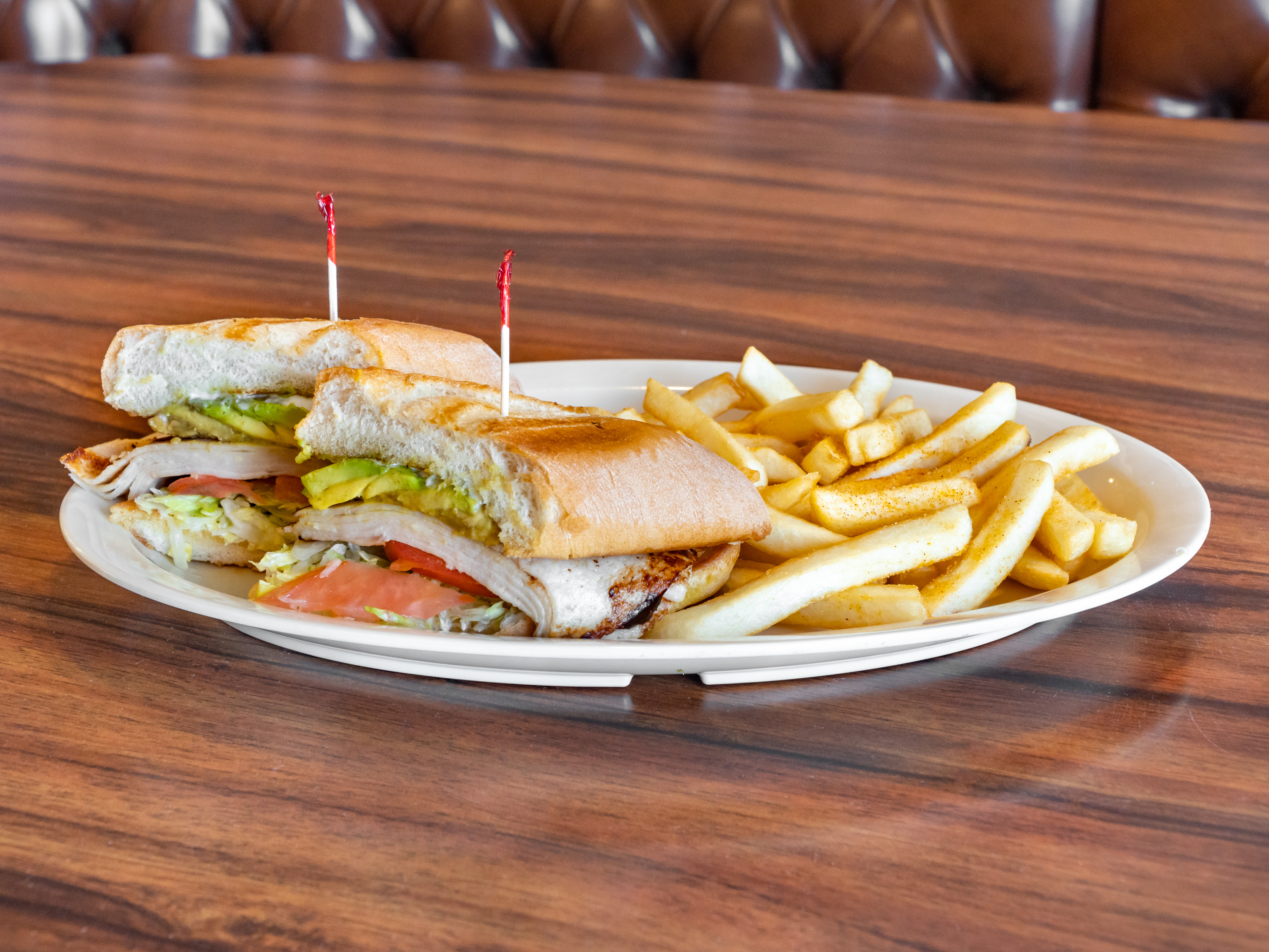 Order Turkey Avocado Sandwich with fries and drink food online from Golden Burger store, Long Beach on bringmethat.com