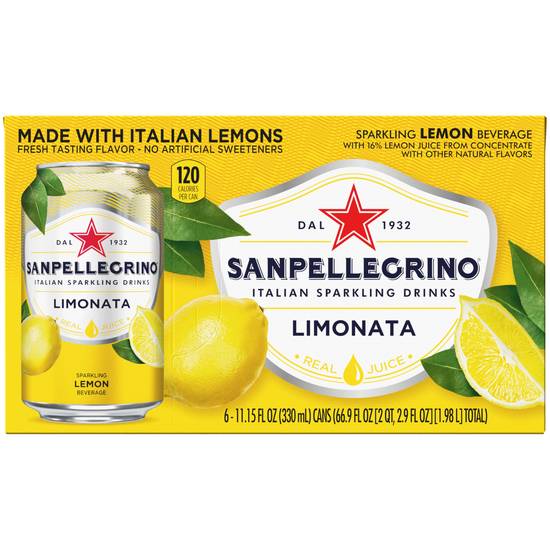 Order Sanpellegrino Limonata Sparkling Lemon Drinks, 11.15 OZ Cans, 6 CT food online from Cvs store, ARCADIA on bringmethat.com