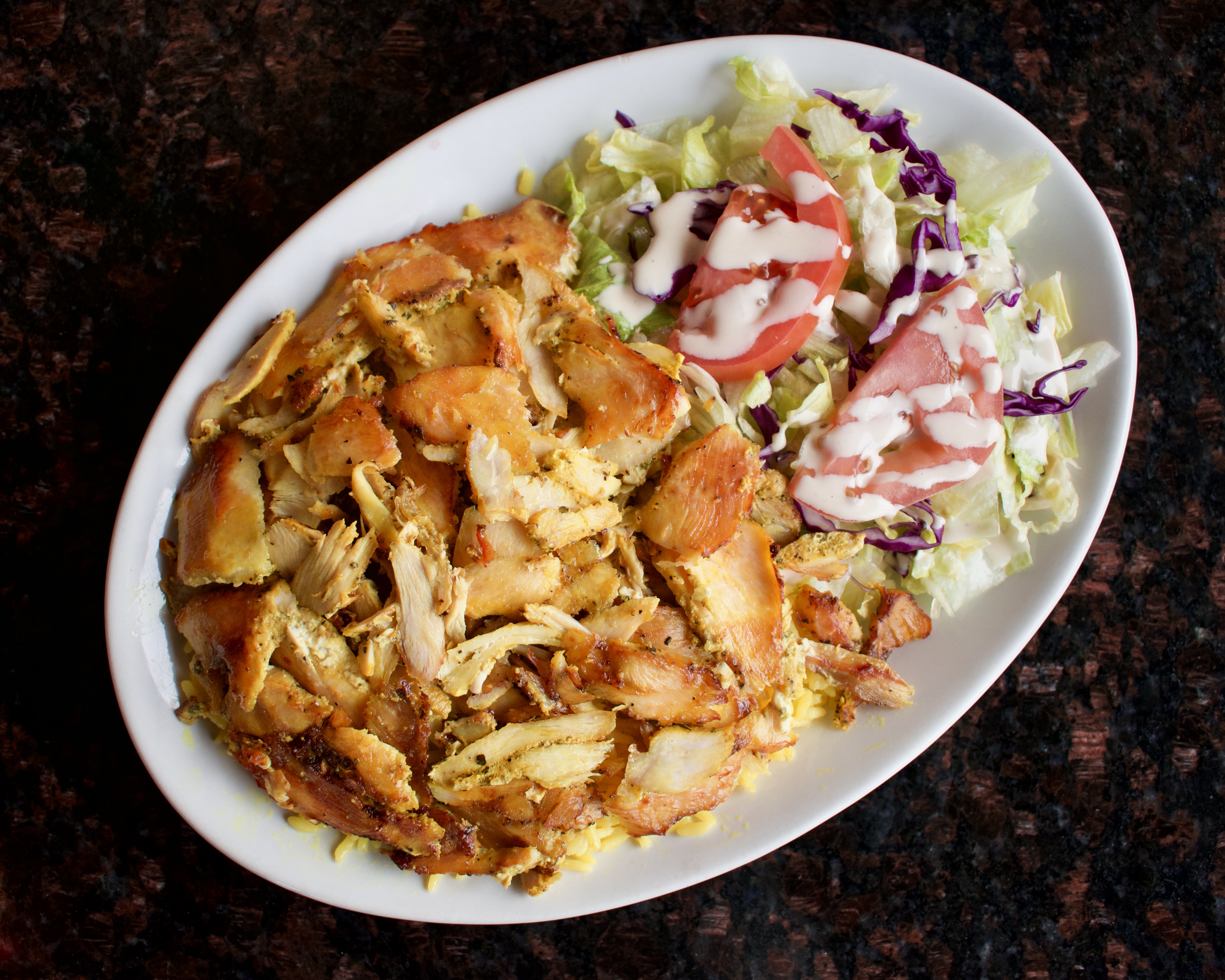 Order Spicy Chicken Shawarma Entree (NEW - HIGHLY RECOMMENDED) food online from Pita Inn store, Mundelein on bringmethat.com