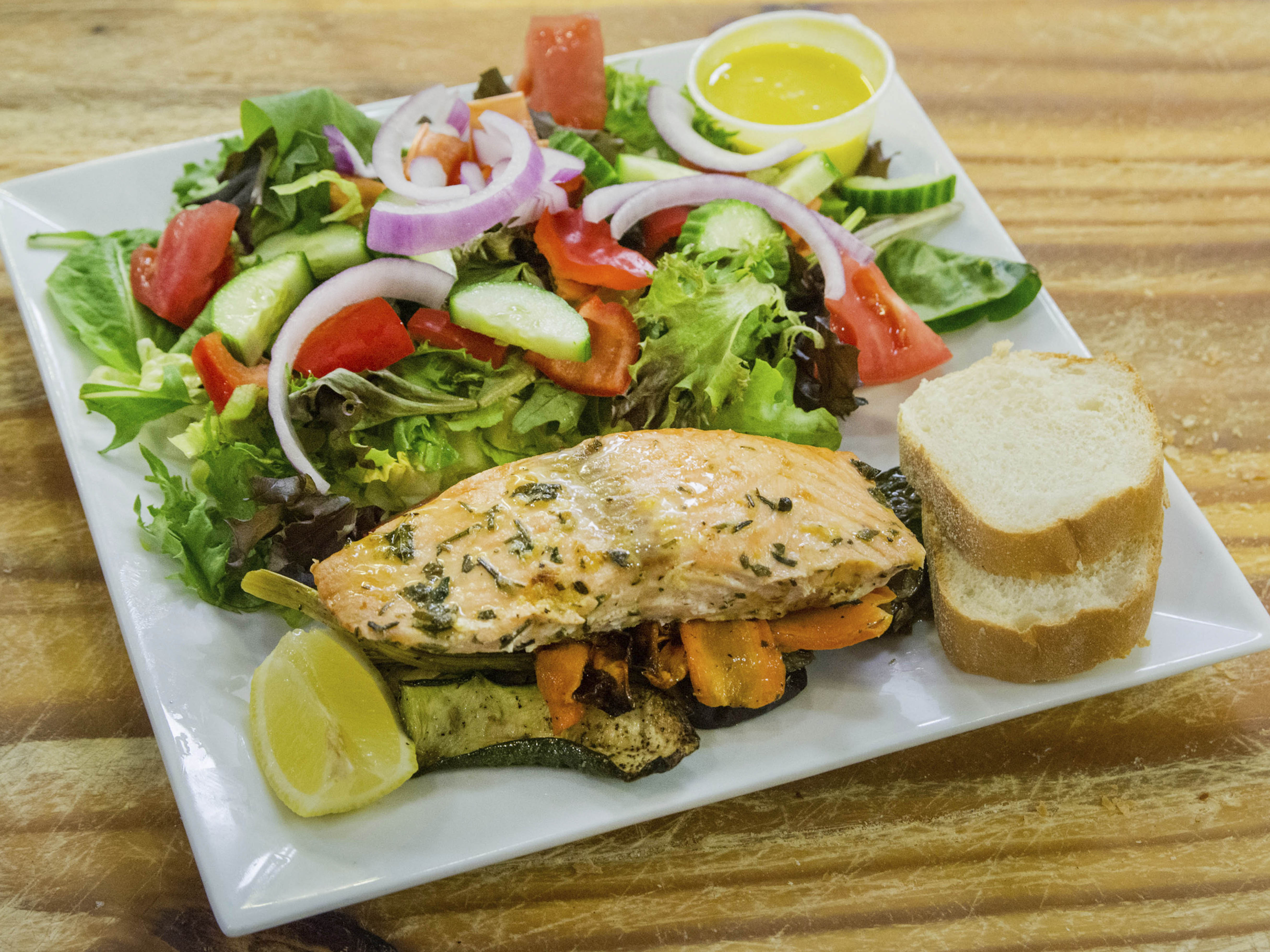 Order Fresh Salmon Salad food online from Alfa Piehouse store, Washington on bringmethat.com