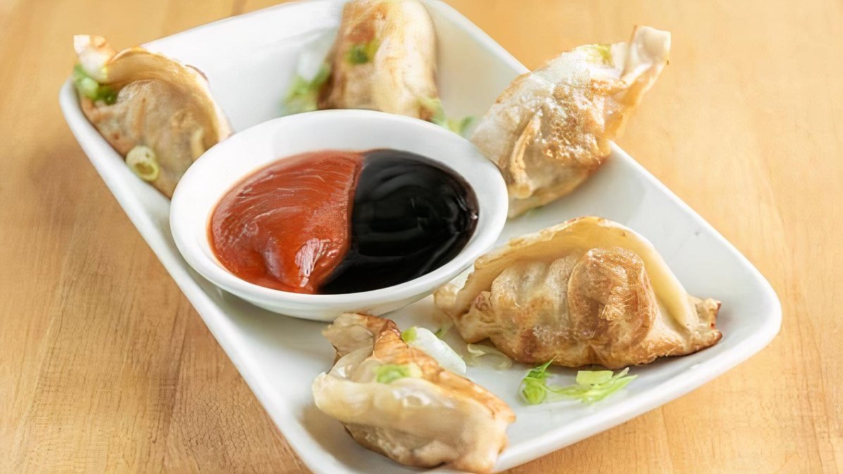 Order pan fried pork & shrimp dumpling food online from Dan Modern Chinese store, Manhattan Beach on bringmethat.com