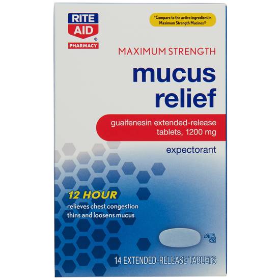 Order Rite Aid Maximum Strength Mucus Relief 1200mg (14 ct) food online from Rite Aid store, Sandusky County on bringmethat.com