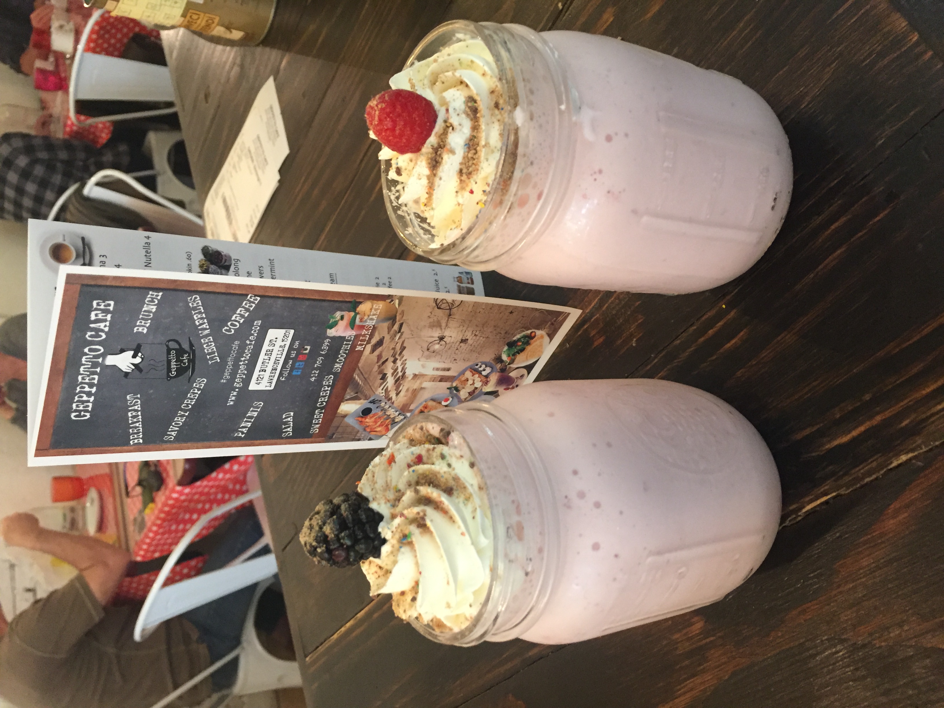 Order 16 oz. Strawberry Milkshake food online from Geppetto Cafe store, Pittsburgh on bringmethat.com