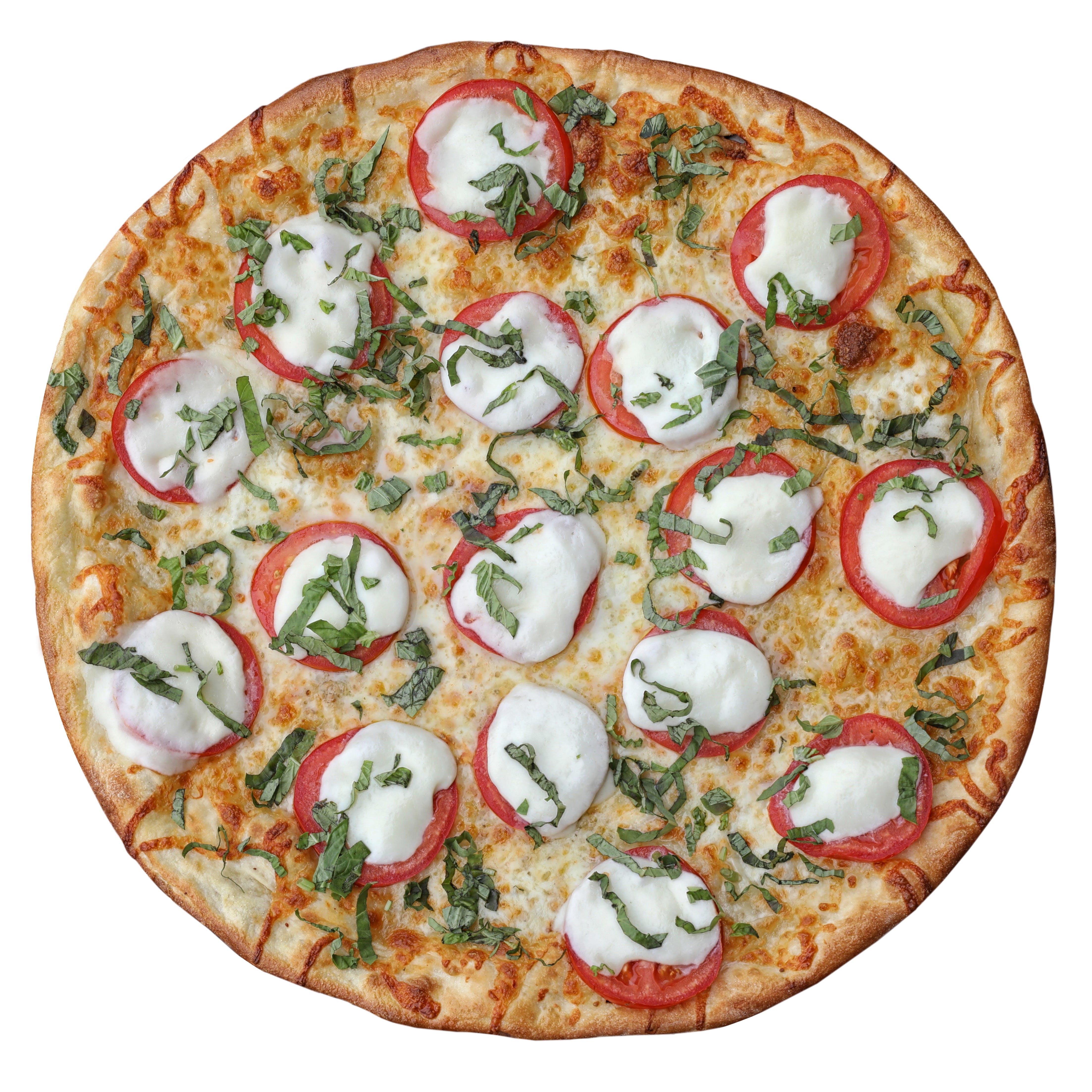 Order Margherita Pizza (Mozzarella, sliced Roma tomatoes, extra virgin olive oil, garlic & sweet basil) - Large 18” food online from Zozo's N. Y. Pizza store, San Diego on bringmethat.com