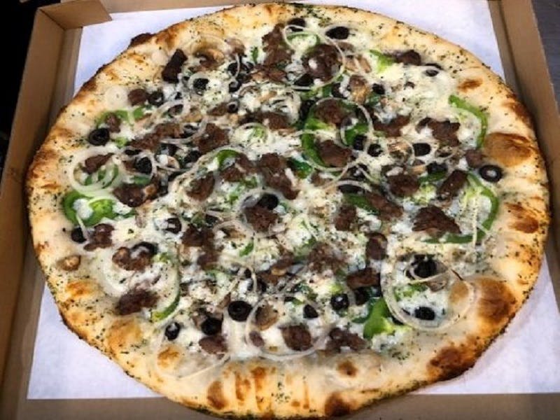 Order Philly Steak Pizza - Personal 8'' food online from Pizza World store, North Las Vegas on bringmethat.com