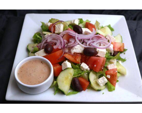 Order Greek Salad (E, G, V) food online from Gyro Gyro store, Hartsdale on bringmethat.com