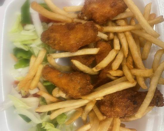 Order Hot WIngs (6 pcs) with Fries and Salad food online from Kennedy Fried Chicken store, Monticello on bringmethat.com
