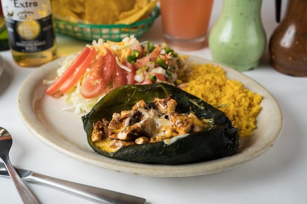 Order 21. Grilled Poblano Platter food online from Margarita's Mexican Restaurant store, Tyler on bringmethat.com