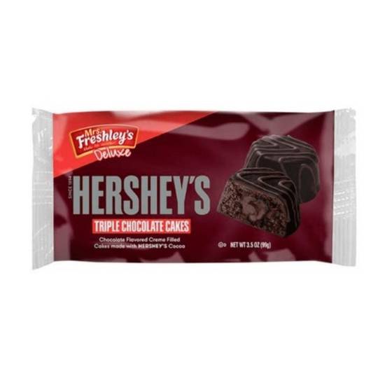Order Mrs. Freshley's Deluxe Hershey's Triple Chocolate Cakes food online from Fastbreak Convenience Store - Stewart Ave Market store, Medford on bringmethat.com