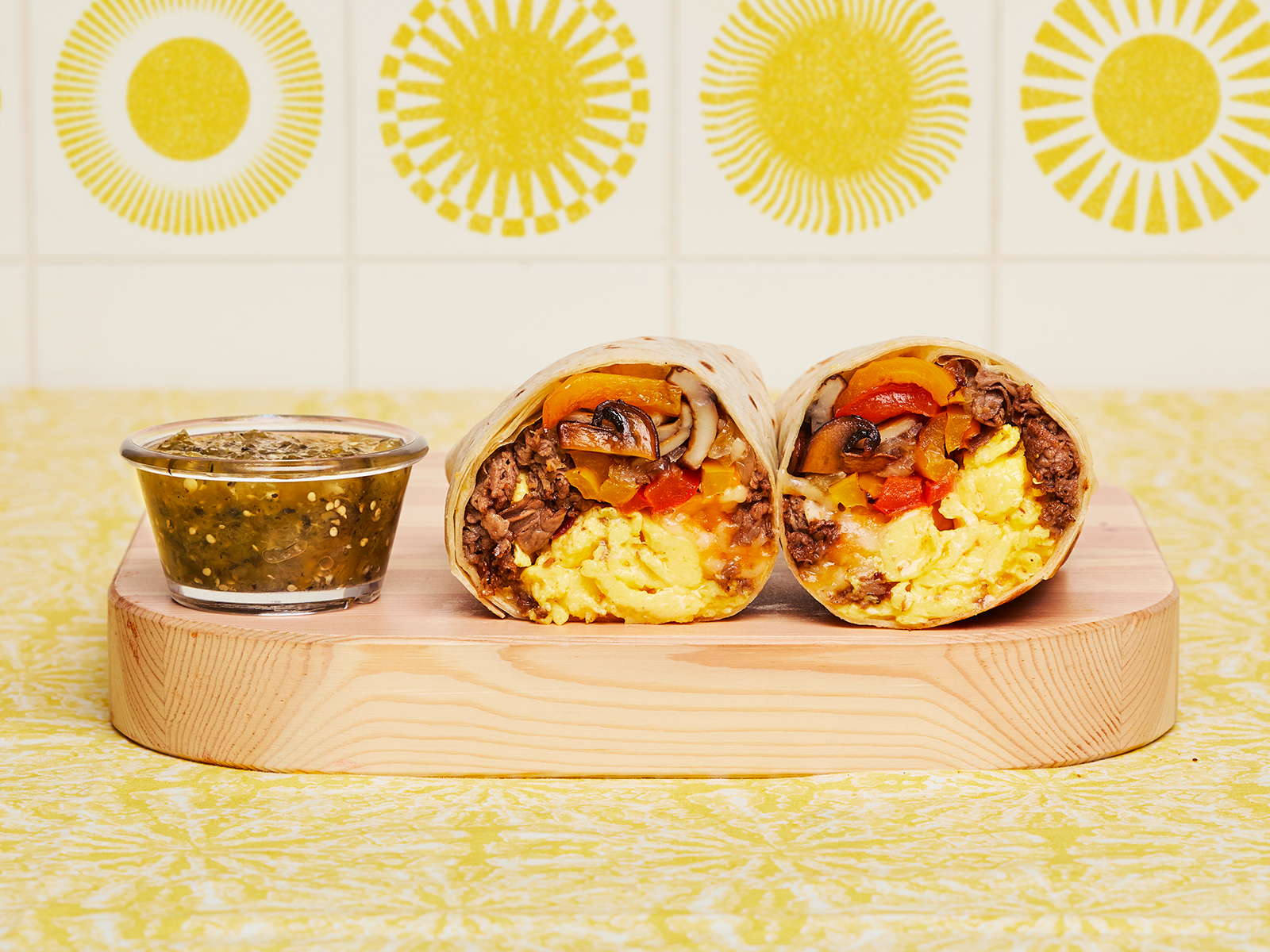 Order Philly Cheesesteak Breakfast Burrito food online from Sunny & Fine's Breakfast Burritos store, Las Vegas on bringmethat.com