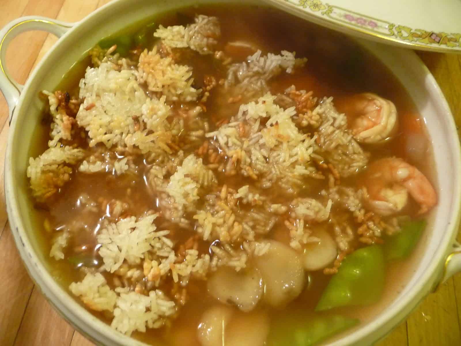 Order 30. Shrimp Sizzling Rice Soup  food online from Mayflower Chinese store, Capitola on bringmethat.com