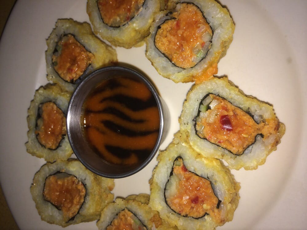 Order 8. Spicy Tuna Tempura Roll food online from Sushi Town store, Costa Mesa on bringmethat.com