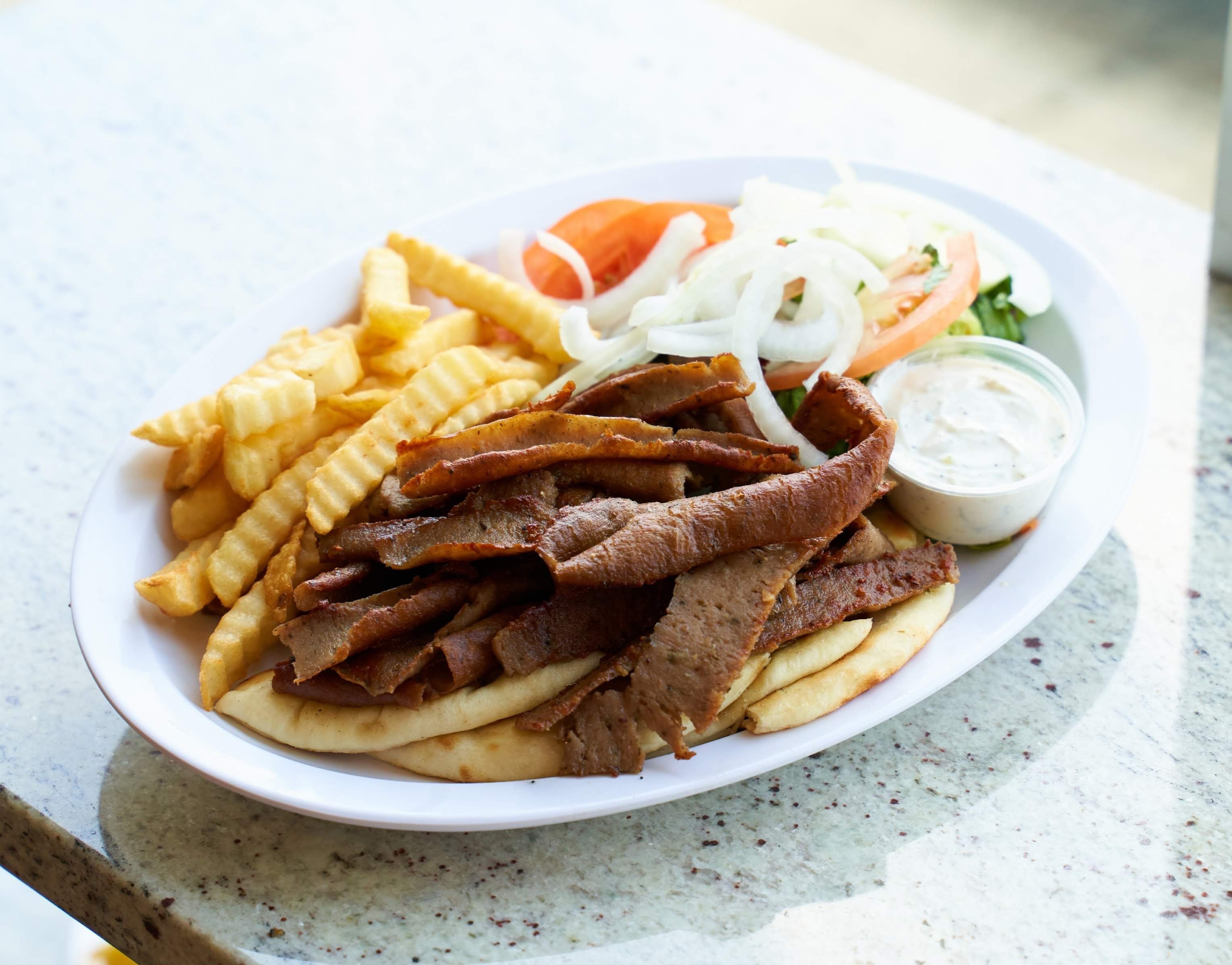 Order Gyros Dinner Plate food online from Nick's On North store, Chicago on bringmethat.com
