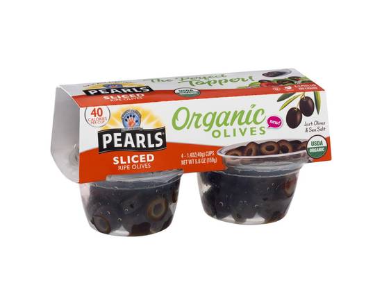 Order Pearls · Sliced Organic Ripe Olives (4 x 1.4 oz) food online from Safeway store, Gilroy on bringmethat.com