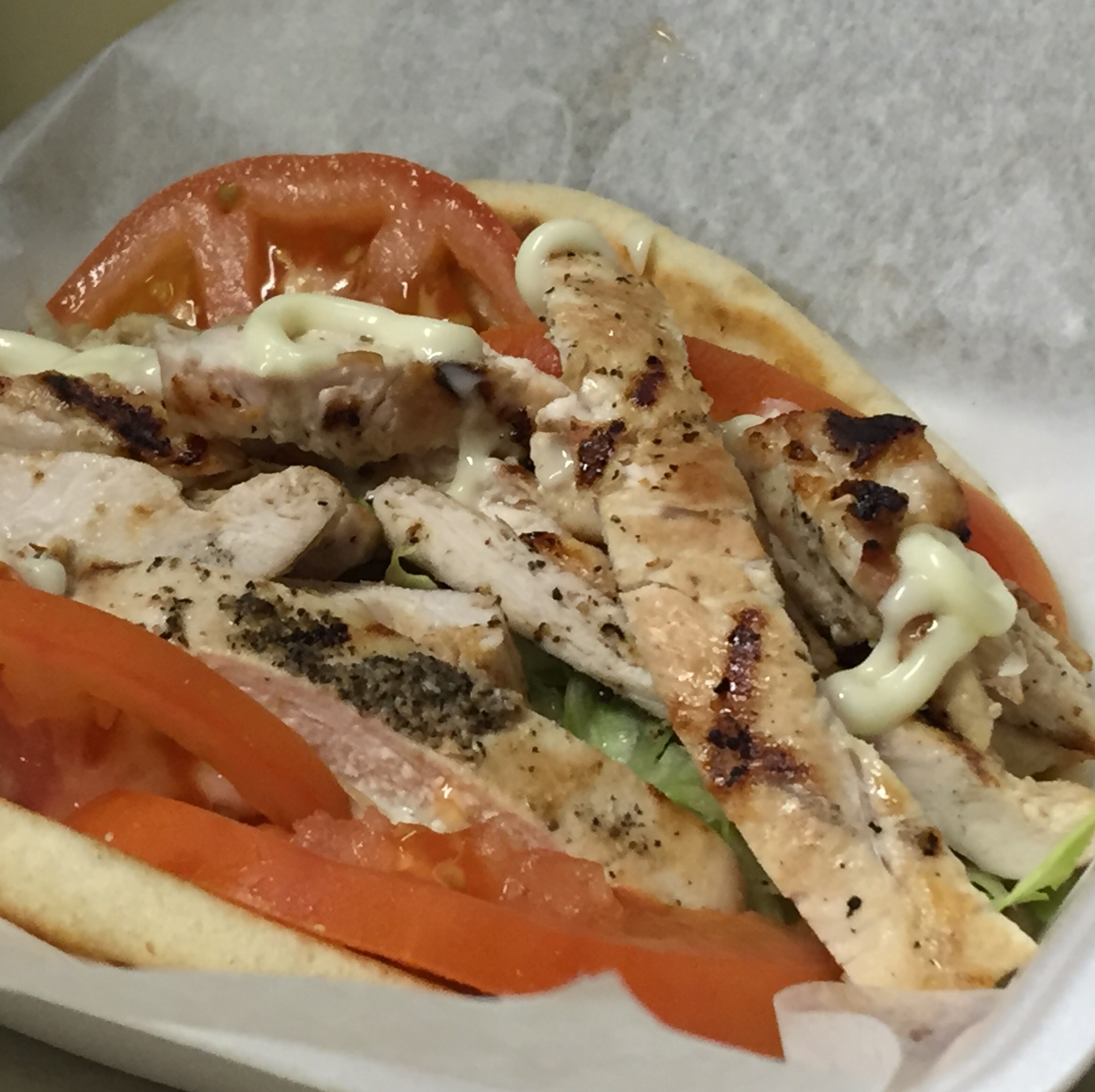 Order 6 oz. Grilled Chicken on a Pita food online from George's store, Chicago on bringmethat.com