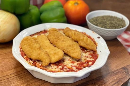 Order Chicken Parmesan with Spaghetti food online from Manny & Olga's Pizza - Wheaton store, Wheaton on bringmethat.com