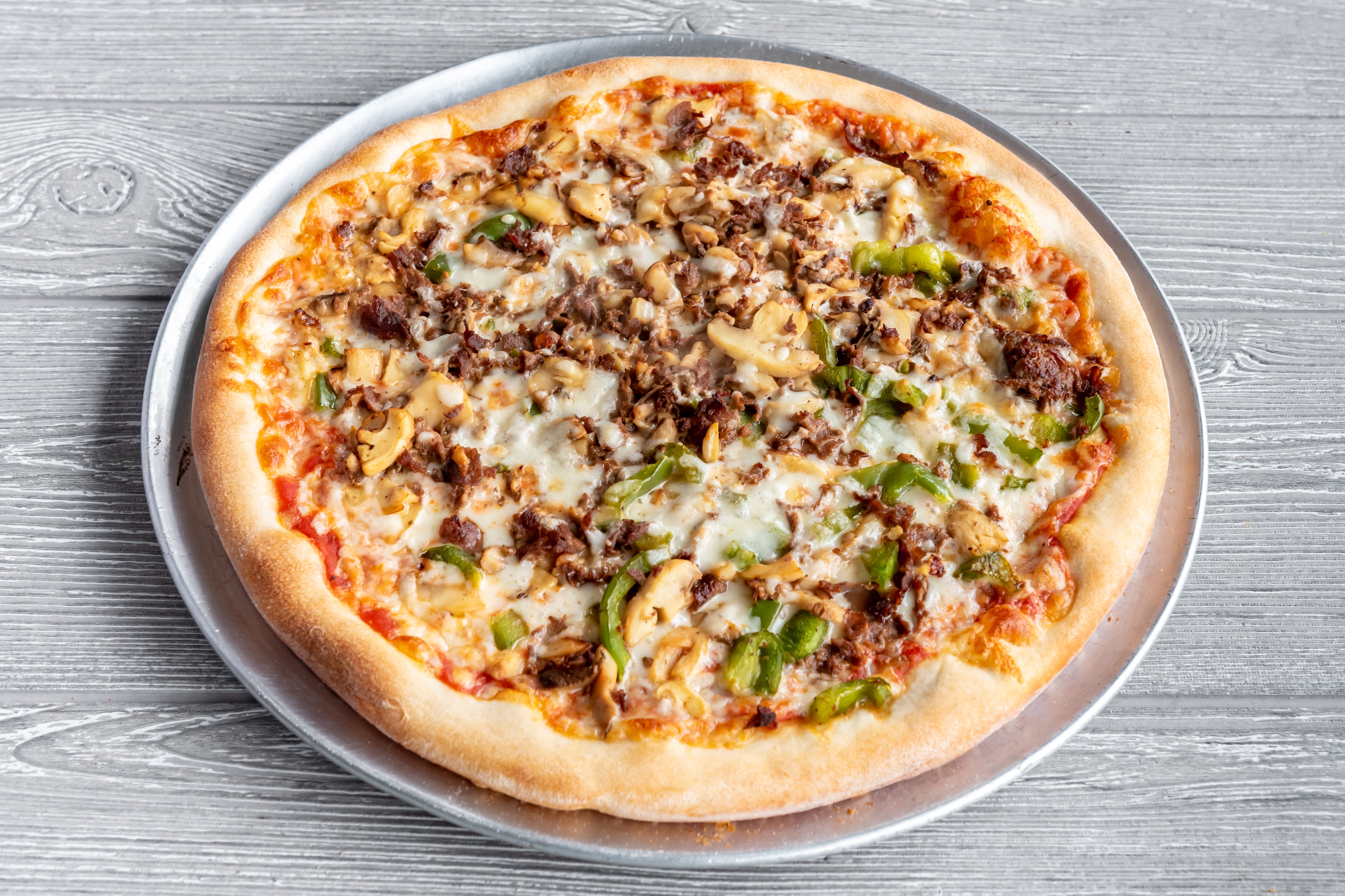 Order Philly Steak Pizza - Small 12" food online from Pronto Pizza store, Merchantville on bringmethat.com