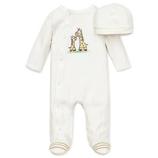 Order Little Me® Giraffe Preemie 2-Piece Footie and Hat Set in Ivory food online from Bed Bath & Beyond store, Lancaster on bringmethat.com