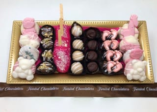 Order Baby Girl Gold Gift Platter food online from Twisted Gourmet Chocolates store, Passaic on bringmethat.com