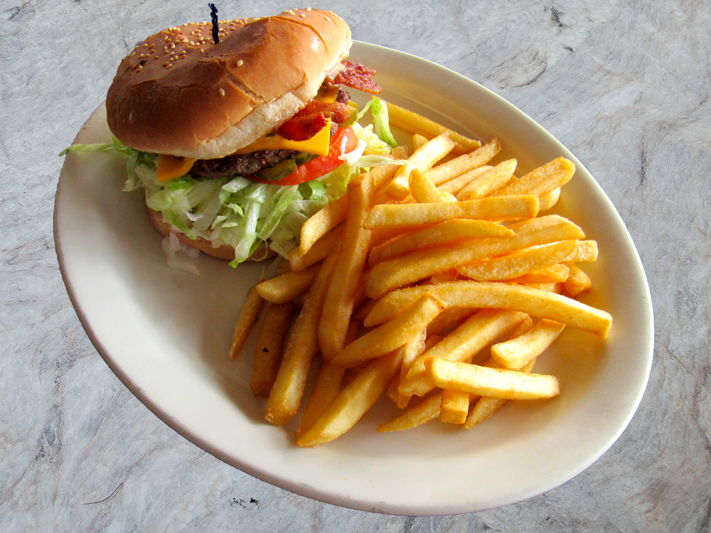 Order Bacon Burger Daily Special food online from Louis Place Burgers store, Long Beach on bringmethat.com