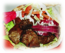 Order Beef Kabab Wrap food online from La Zeez Pita Grill store, Torrance on bringmethat.com