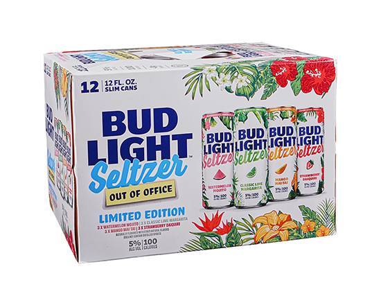 Order Bud Light Seltzer Out Of Office, 12pk-12oz beer (5% ABV) food online from Samco Food Store store, Bakersfield on bringmethat.com