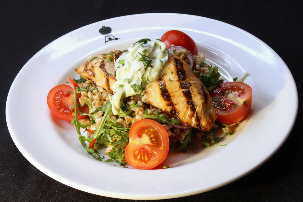 Order Mediterranean Salmon Bowl food online from Weber Grill store, Lombard on bringmethat.com