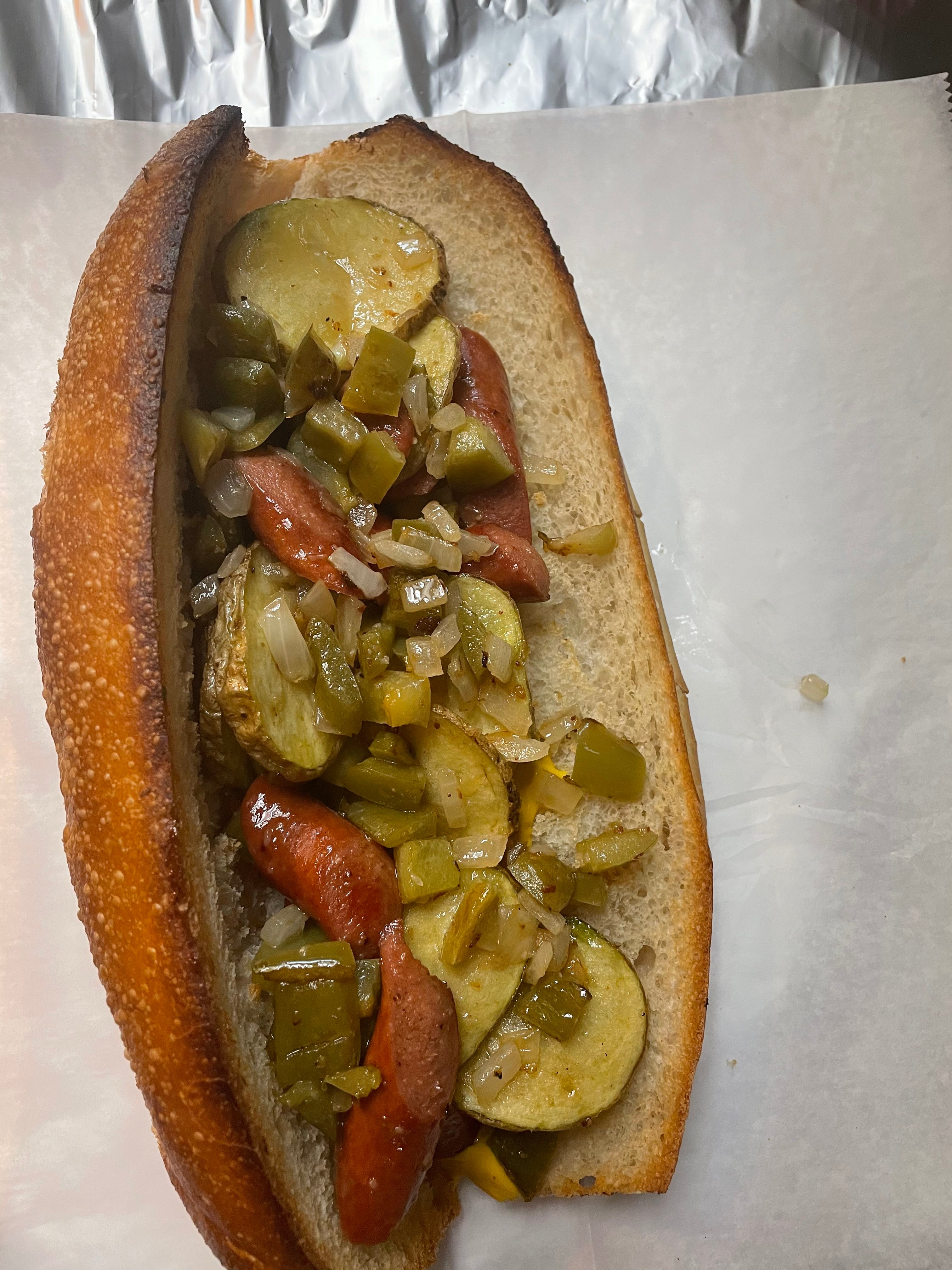 Order Italian Hot Dog - 10'' food online from Michelangelo's Pizza store, East Brunswick on bringmethat.com