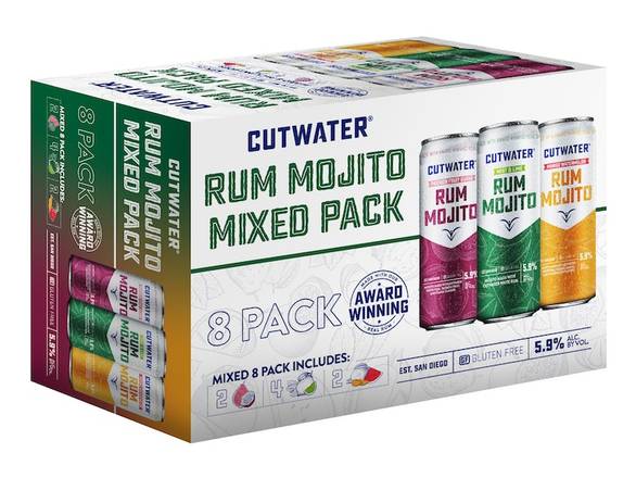Order Cutwater Rum Mojito Variety Pack - 8x 12oz Cans food online from Josh Wines & Liquors Inc store, New York on bringmethat.com