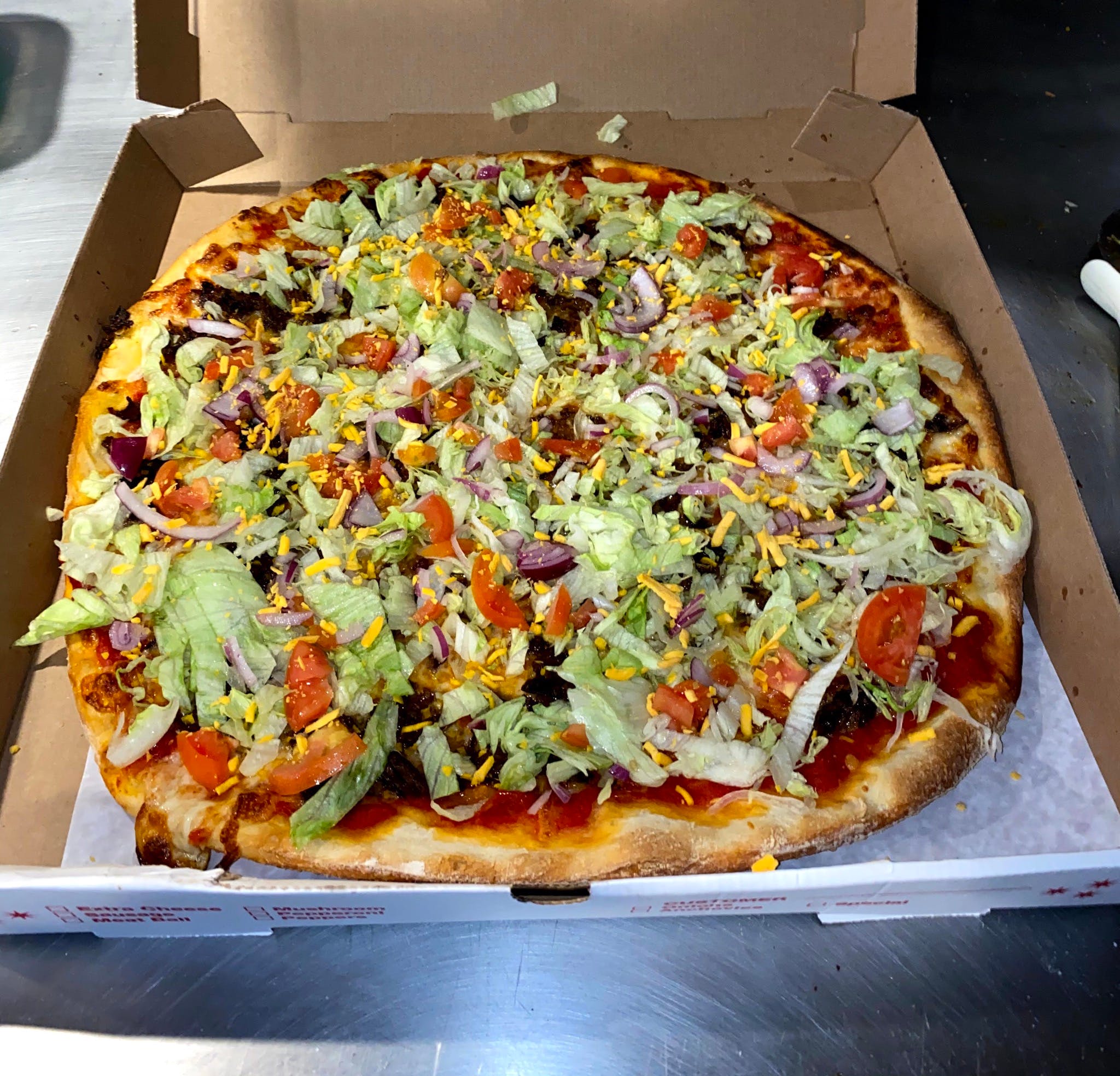 Order Taco Pizza - Medium 14'' food online from Three Brothers Pizza & Italian Restaurant store, Oak Ridge on bringmethat.com