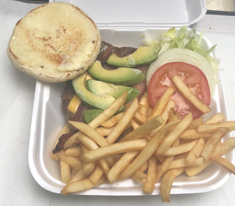 Order Avocado Burger and Fries food online from Papis Tacos y Gorditas store, Paso Robles on bringmethat.com