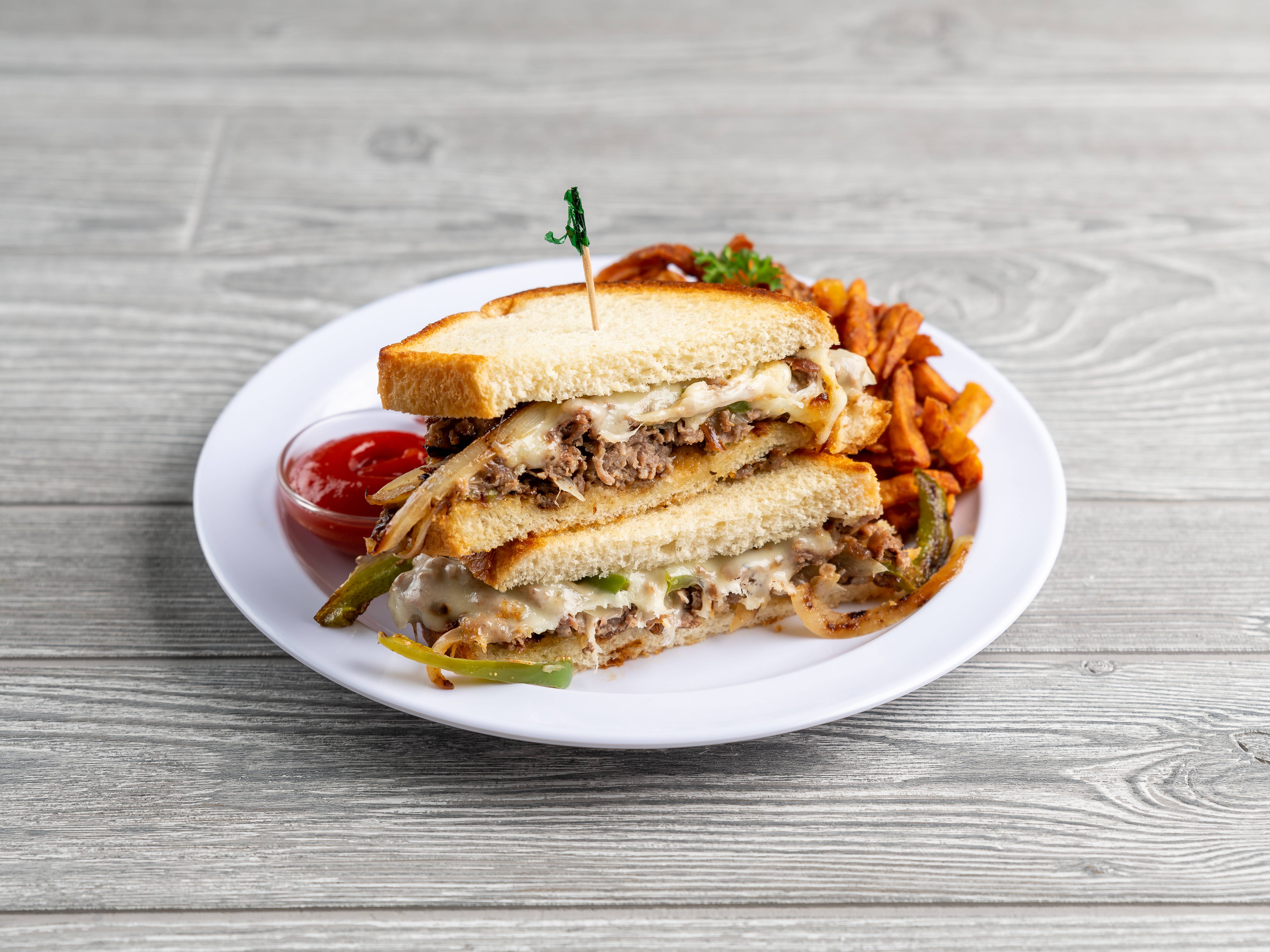 Order 8" Philly Cheese Steak Sandwich food online from Penny Hill Deli Bar & Char store, Norman on bringmethat.com