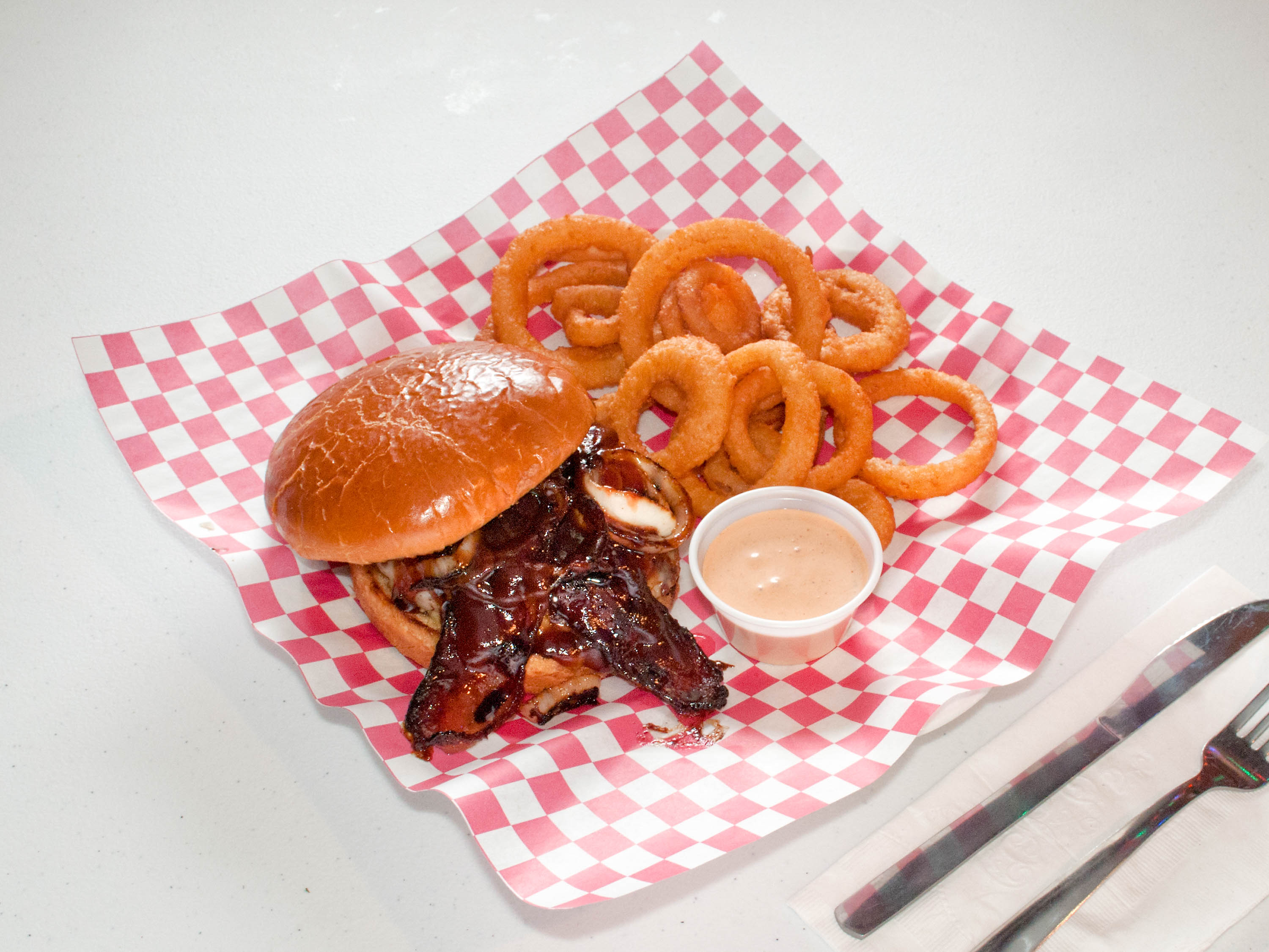 Order Candied Bacon Burger food online from Mt Pockets Bar And Grill store, Appleton on bringmethat.com