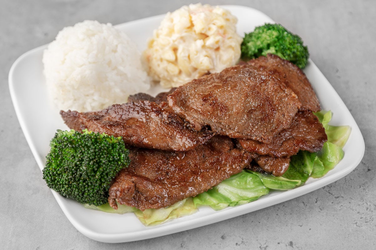 Order Hawaiian BBQ Beef Mini Meal food online from Ono Hawaiian BBQ store, Apple Valley on bringmethat.com