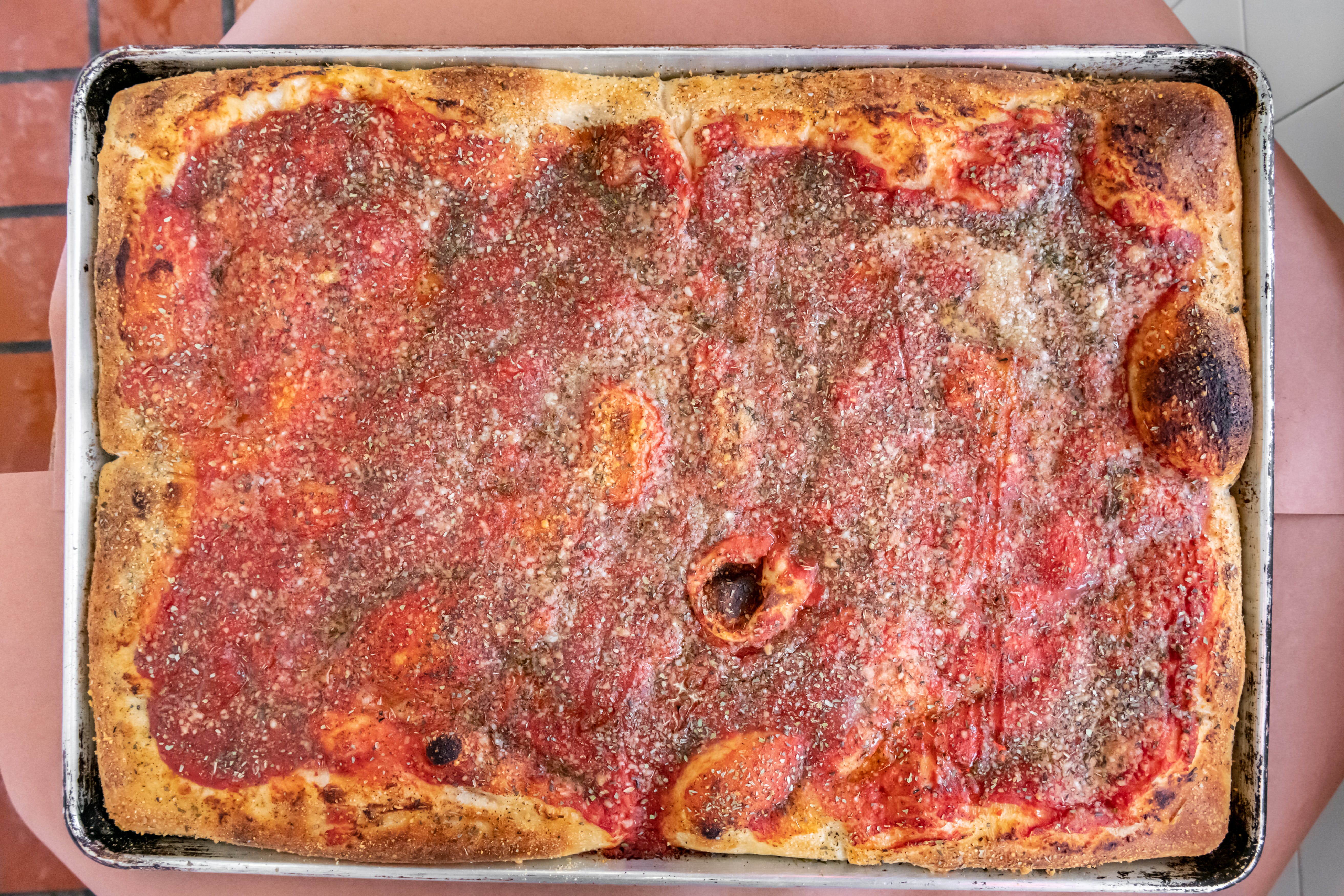 Order Our Famous Old Fashion Pizza - Half Tray food online from Renaldo's Apizza & Catering store, Southington on bringmethat.com