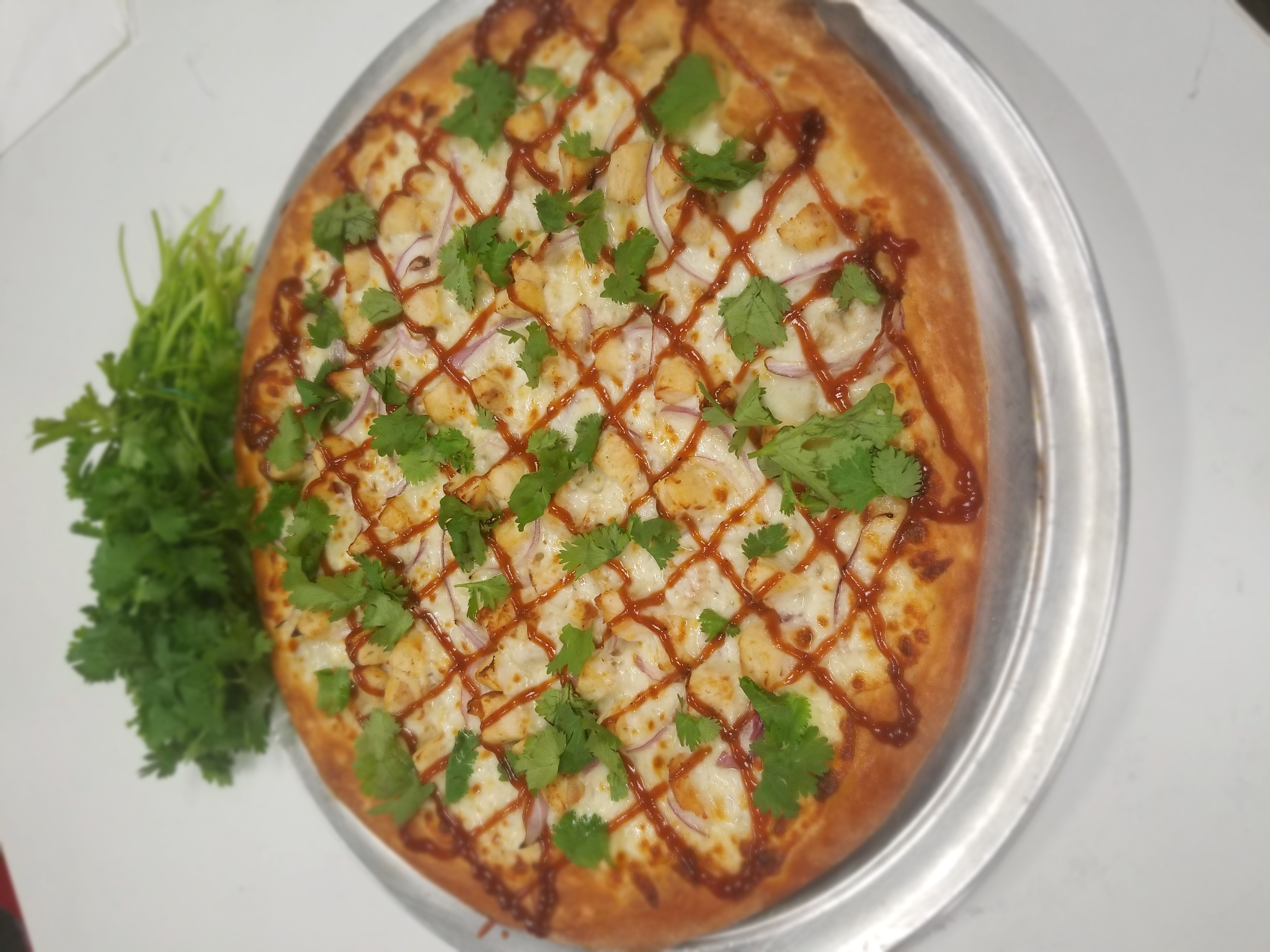 Order Bbq Chicken Pizza food online from Alessandro's Place store, Los Angeles on bringmethat.com