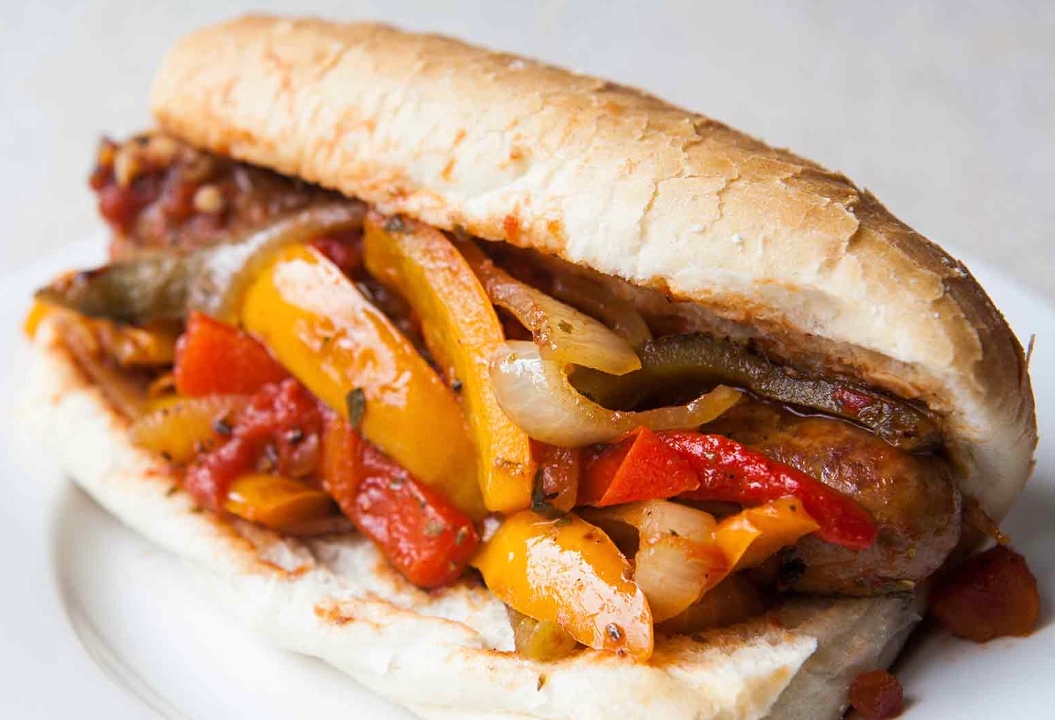 Order Sausage W/ Peppers & Onions food online from Captain’s Curbside Seafood store, Trappe on bringmethat.com